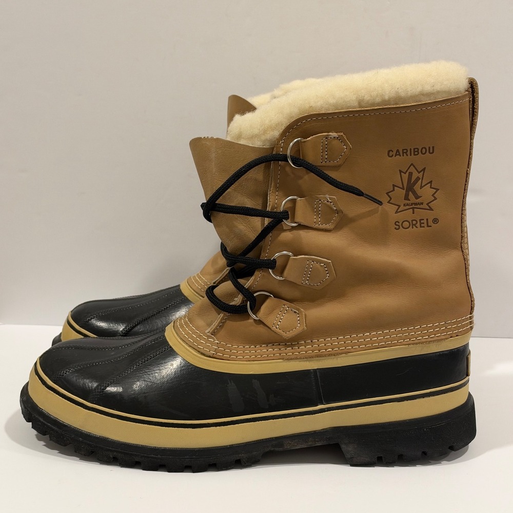 Sorel Caribou Mens Winter Boots Wool Leather Waterproof Snow Canada Made NM852